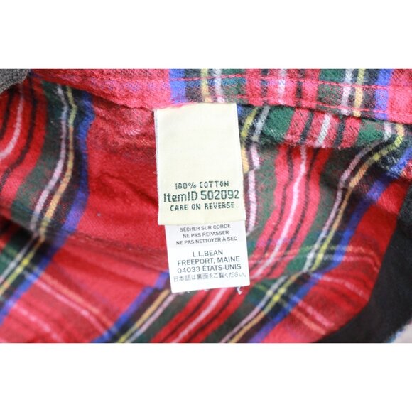 LL Bean Scotch Plaid Flannel Shirt Relaxed Zip Hoodie Cotton Red Medium - Picture 5 of 12